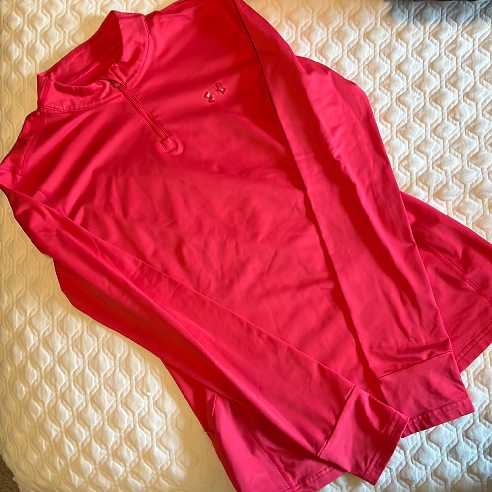 Hot pink Under Armour coldgear quarter zip top